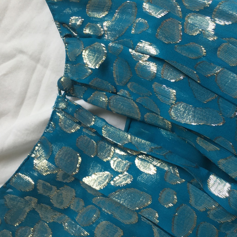 Anthropologie Turquoise + Gold Shift Dress - Picture 6 of 8